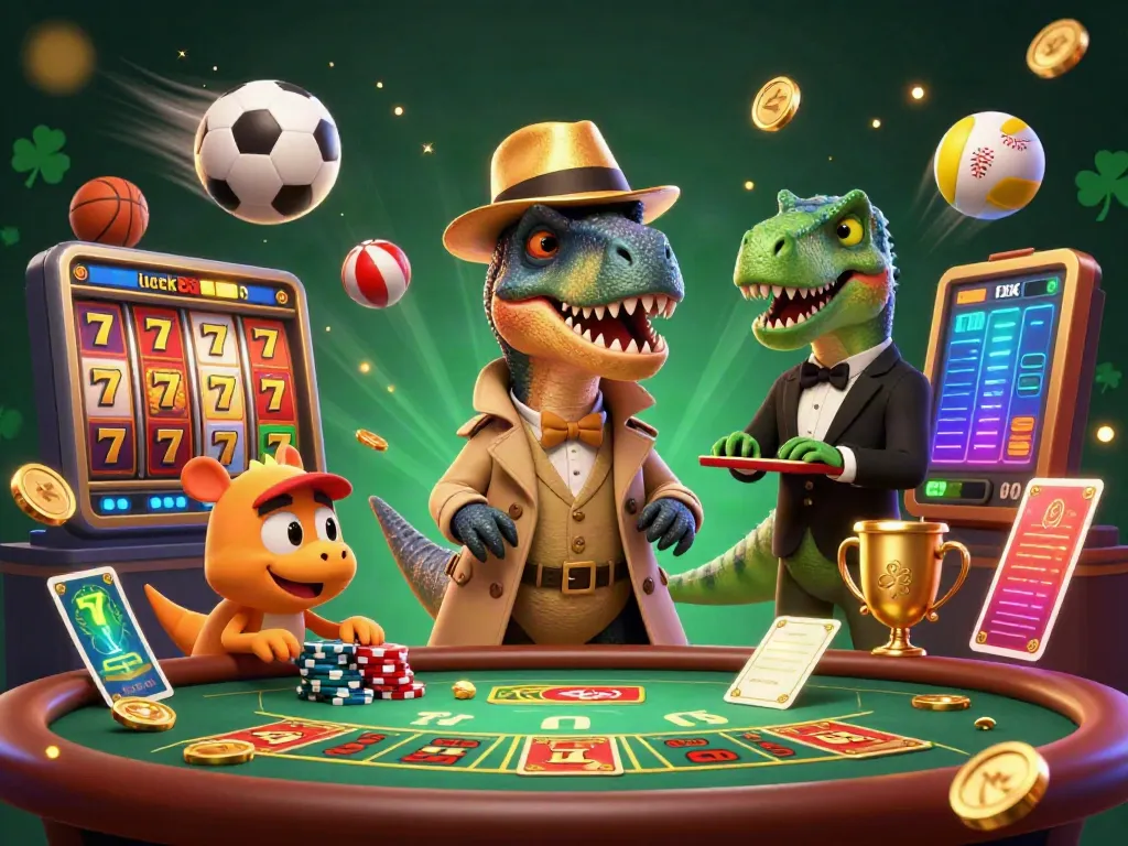 Engage with luck8s through this vibrant 3D illustration of cartoon characters at a blackjack table, emphasizing the excitement of casino gaming.