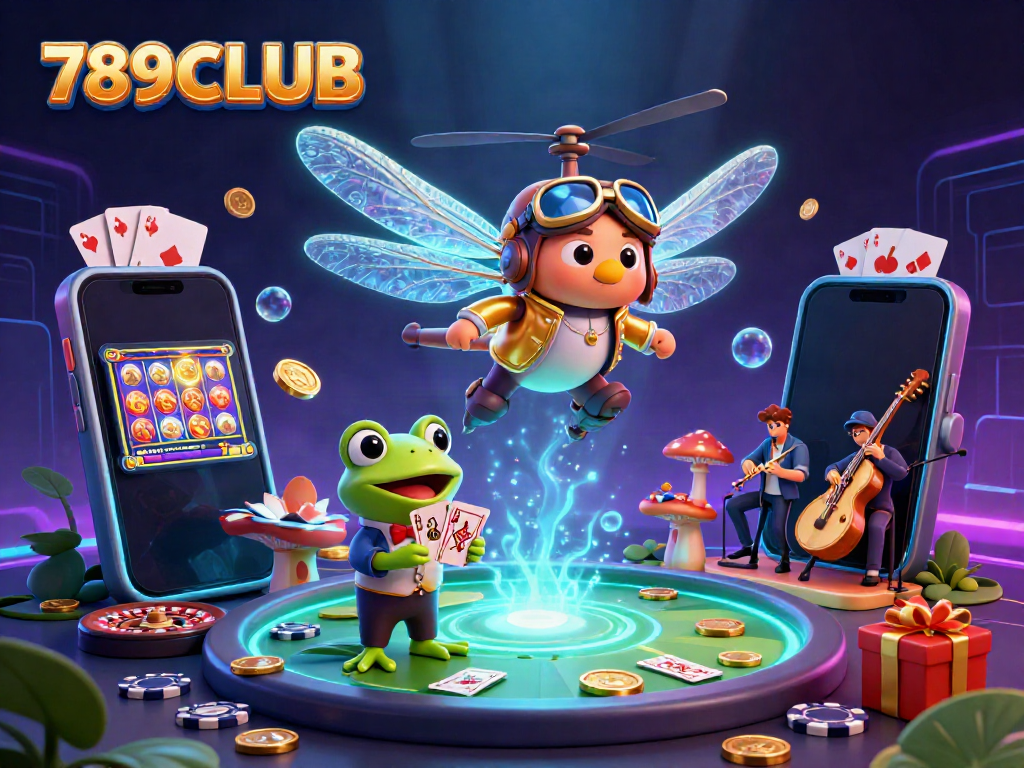 Engage with the thrilling world of 789CLUB in this dynamic casino scene featuring vibrant characters and captivating games.