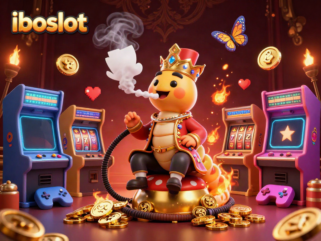 Engage with iboslot's vibrant 3D cartoon scene showcasing a whimsical caterpillar and dynamic gaming elements.