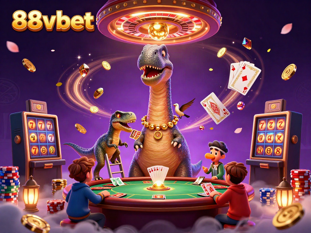 Experience the magic of 88vbet with vibrant casino elements and animated characters.