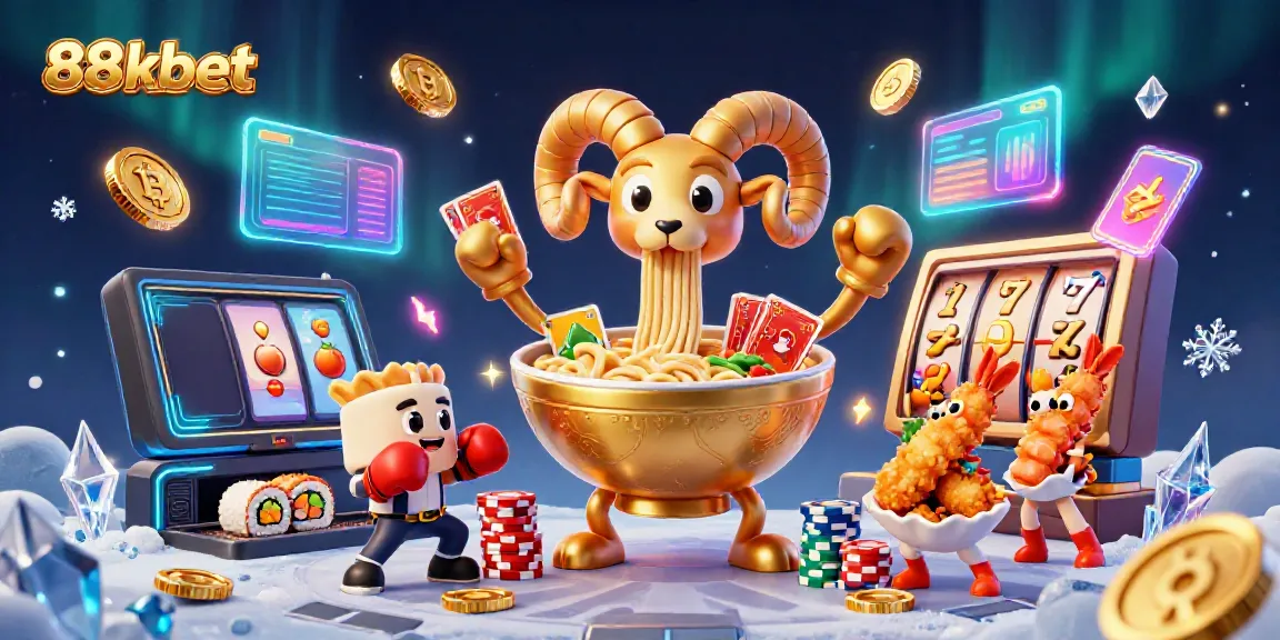 Experience high-stakes with 88kbet as characters deal cards and stack chips in this vibrant casino scene.