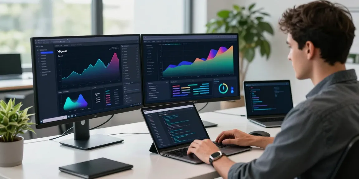 Kinetiq liquid staking workspace with a developer analyzing data on monitors and engaging in DeFi strategy.