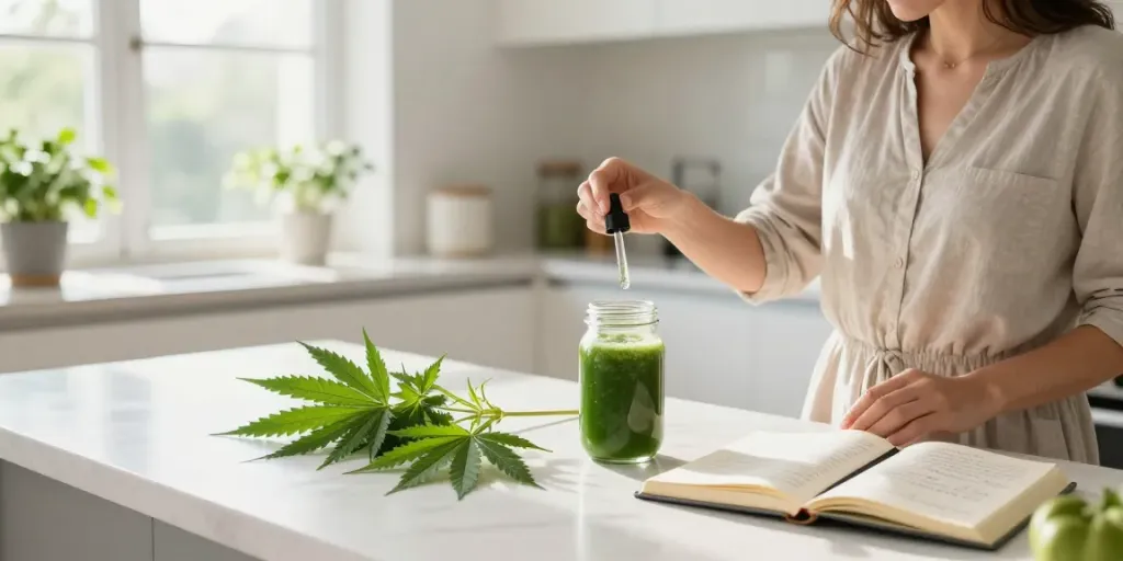 sg lana vape enhancement with CBD oil in modern kitchen setting, emphasizing natural wellness.