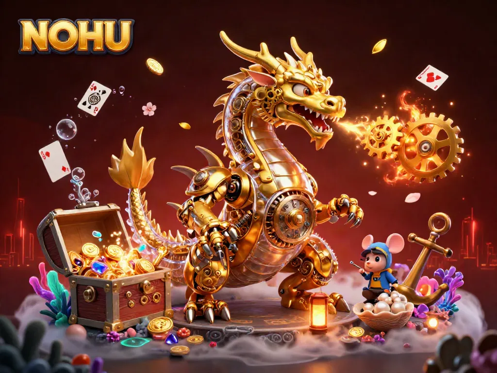 Experience thrilling gameplay at NOHU with a mechanical dragon and treasure-filled underwater adventure.