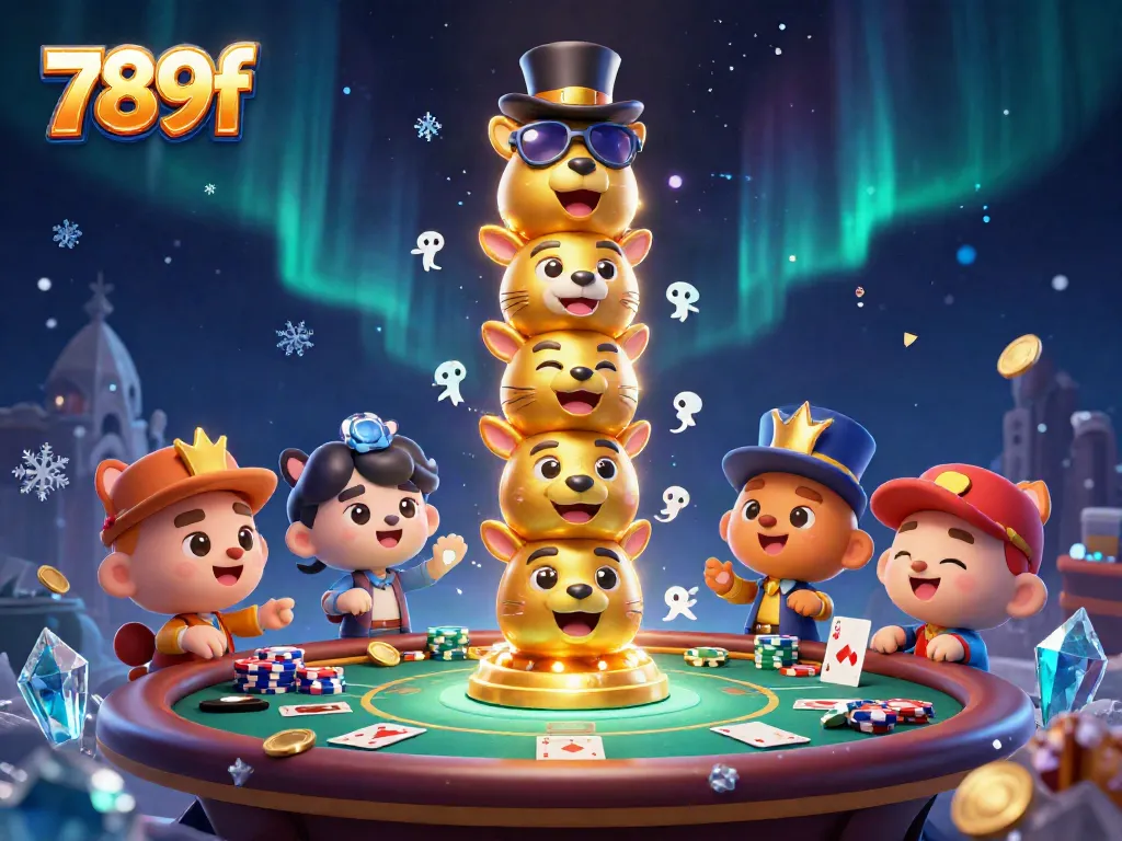 Engage with 789f's thrilling poker scene, showcasing animated characters and vibrant betting elements.