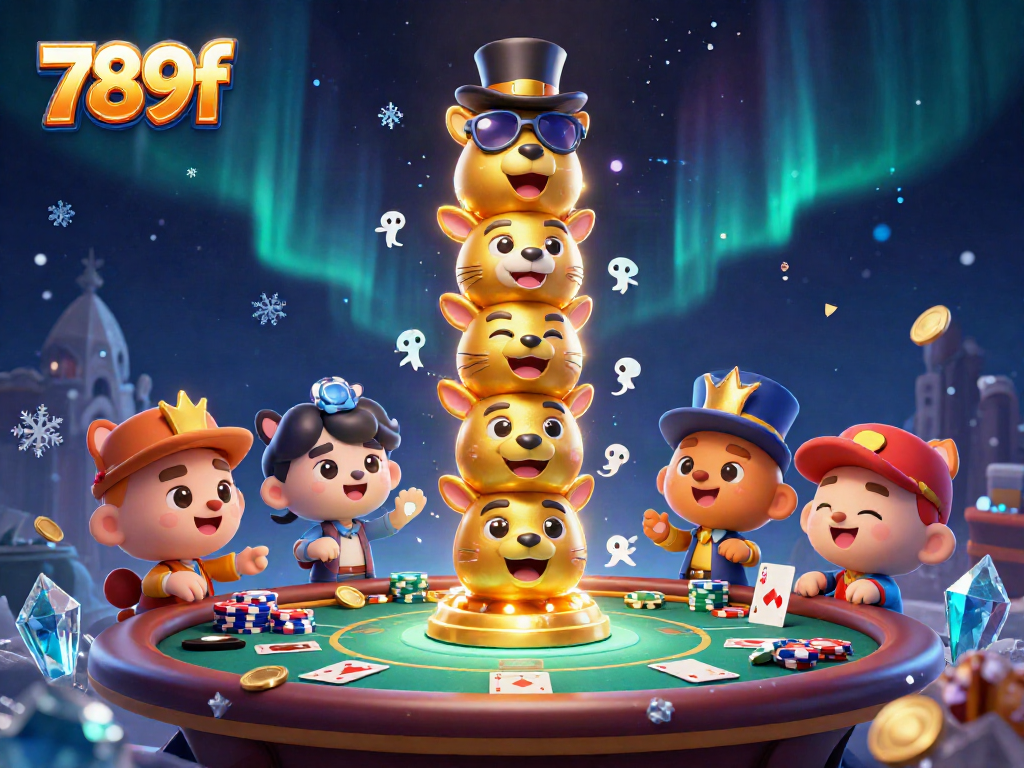Engage with 789f's thrilling poker scene, showcasing animated characters and vibrant betting elements.