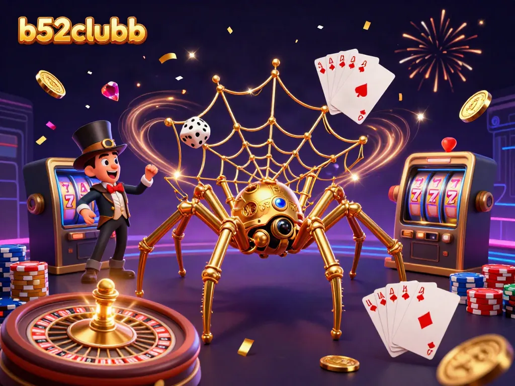Catch the excitement with b52clubb's vibrant steampunk-themed casino illustration featuring golden rewards.