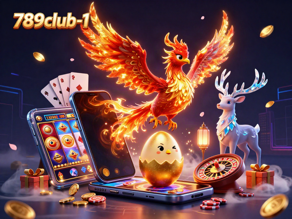 Experience the exciting world of 789club-1 with vibrant phoenix, casino games, and golden coins.