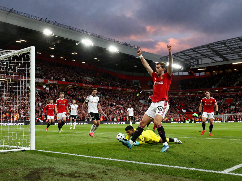 Exciting scene capturing Manchester United vs Liverpool football match, showcasing players in action and passionate fans.