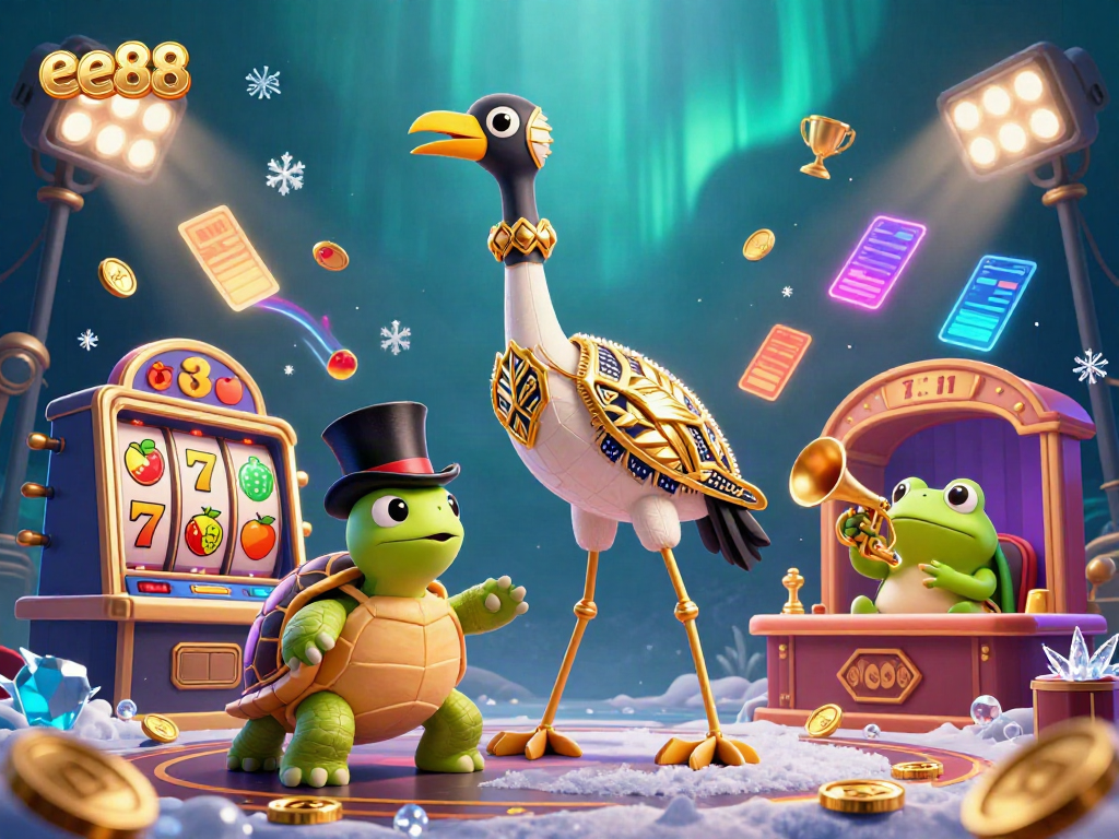 Experience exciting gameplay with ee88 featuring diverse casino elements in a whimsical 3D scene.