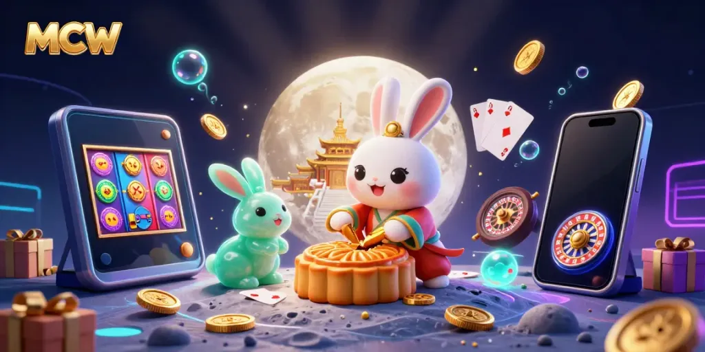 Bringing luck at MCW with a moon rabbit illustration featuring casino elements