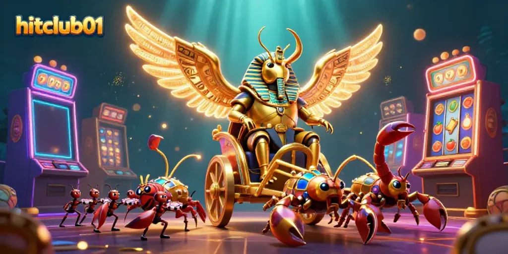 Engage with hitclub01's vibrant casino world through an epic 3D illustration of fun and excitement.