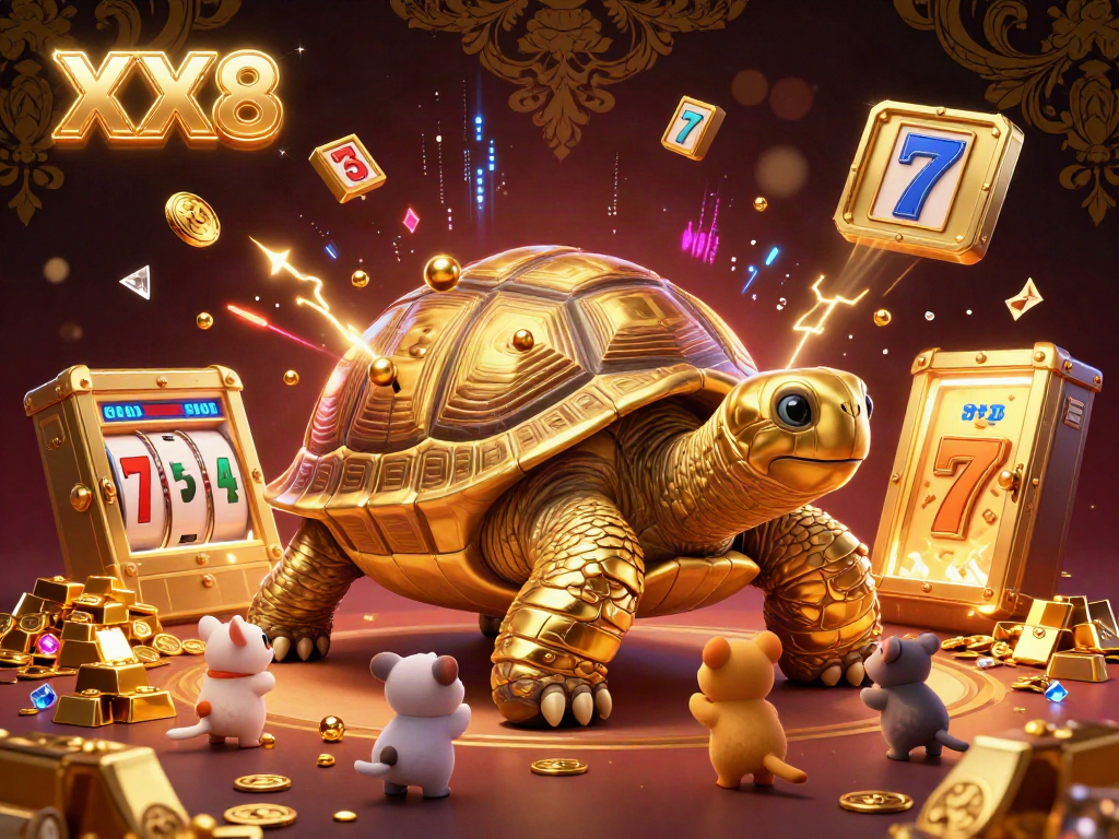 Experience immersive gaming with XX8's vibrant casino scene featuring an interactive pinball tortoise.