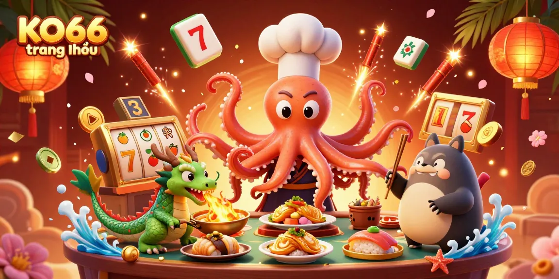 Experience thrilling fun with KO66 trang chủ while enjoying games with a sushi octopus and a dragon.