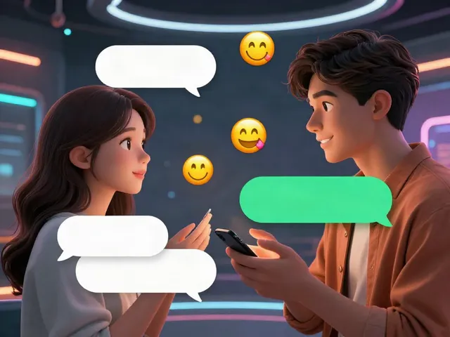 Engaging free AI sex chat interaction with vibrant avatars and chat bubbles.