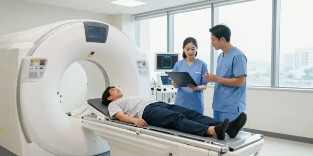 Moderne Radiologie-Klinik in Wolfsburg mit Patienten im MRT und freundlichem Personal