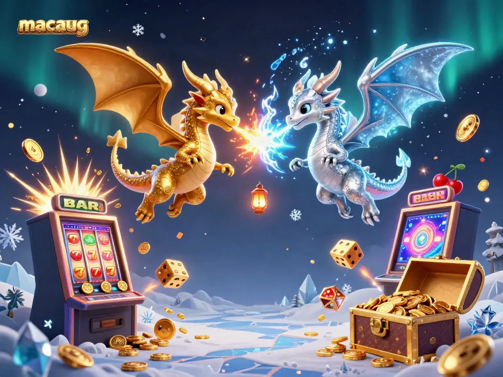 Experience the excitement of macaugg with dynamic dragons, slots, and casino elements in vibrant 3D.