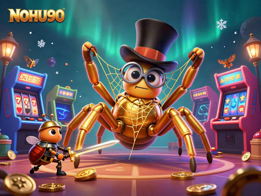 Experience thrilling slots and gaming action with NOHU90 in a vibrant, bustling casino scene.
