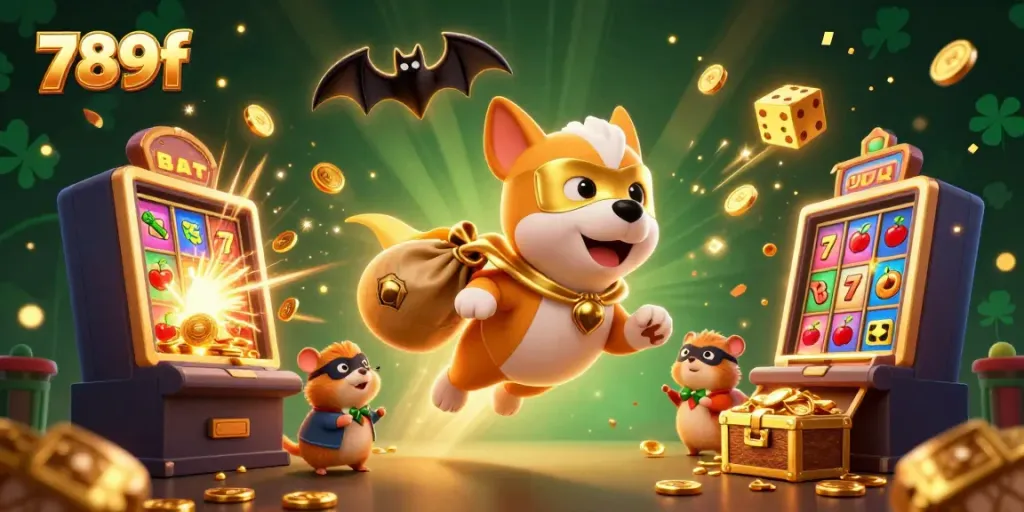 Experience the thrilling adventures of 789f in an exciting casino-themed illustration with vivid characters.