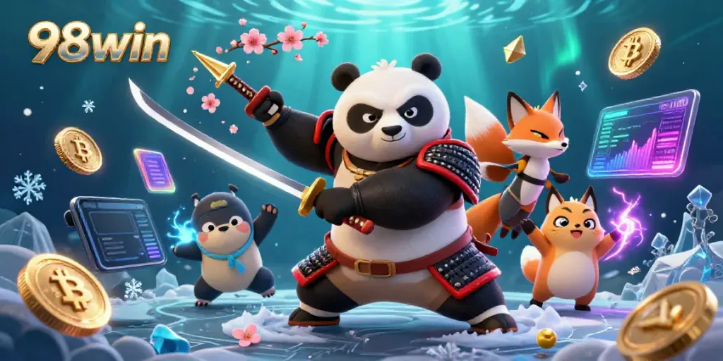 Engage with 98win's thrilling gaming universe in a vibrant samurai-themed scene.