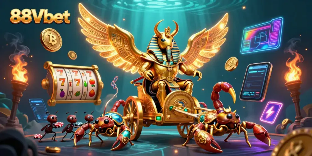 Engage in thrilling gambling experiences with 88Vbet featuring casino elements and vibrant characters