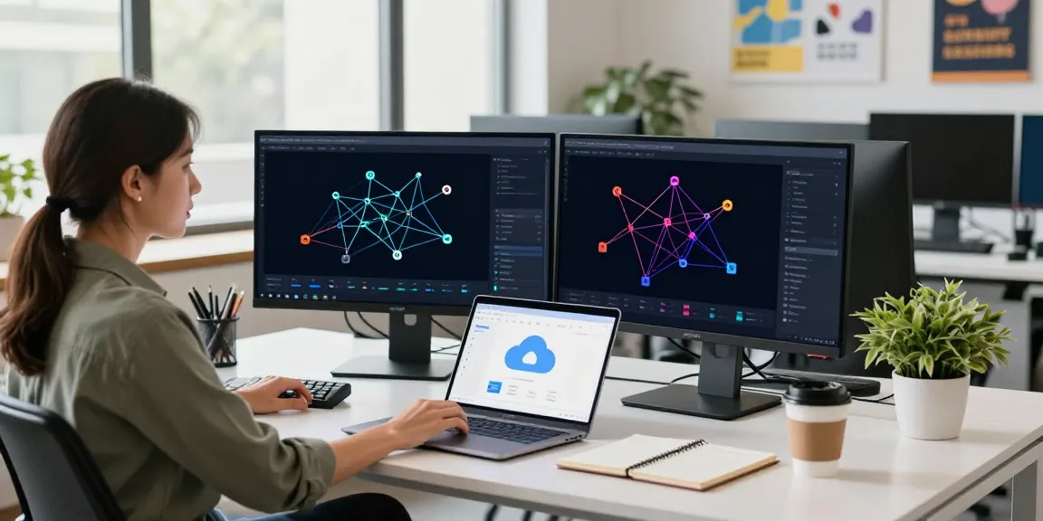 Digital marketing specialist analyzing cloud stacking backlinks in a modern tech workspace.