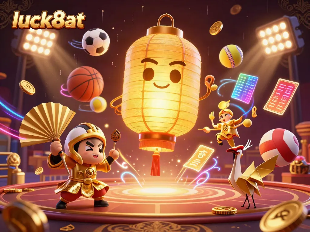 Experience thrilling gameplay with luck8at in a vibrant, dynamic casino scene filled with iconic gaming symbols.
