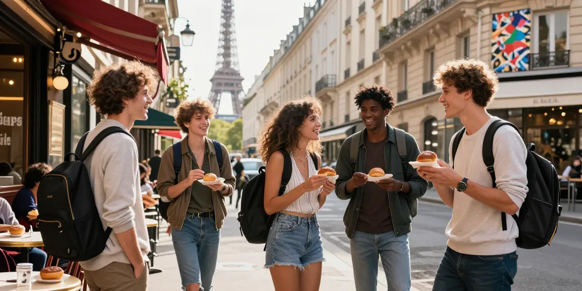 Sejumlah teman menikmati keindahan Paris sambil menjelajahi tempat-tempat menarik, menampilkan paristoto.