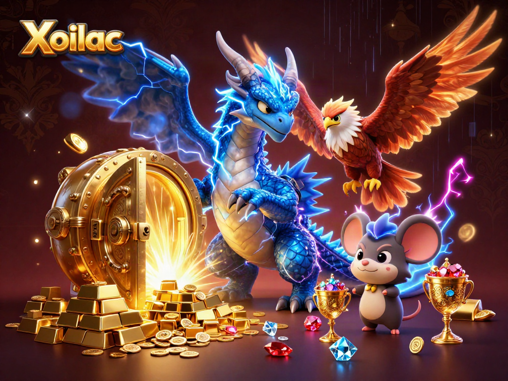 Win big at Xoilac with electric gaming energy and vibrant treasure, showcasing thrilling action!