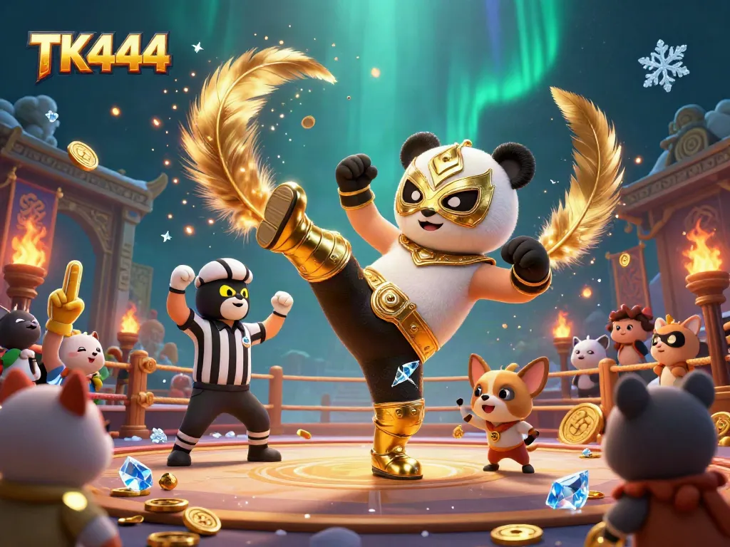Engage in thrilling casino games at TK444 with vibrant scenes of excitement and winning moments.