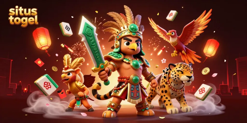 Experience situs togel excitement with a vibrant 3D casino-themed illustration full of dynamic game elements.